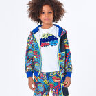 Boys Navy Blue Logo Hooded Zip Up Top, 1, hi-res