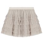 Girls Grey Tulle Pleated Skirt, 1, hi-res