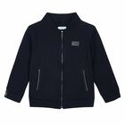 Boys Navy Blue Zip Up Top, 1, hi-res