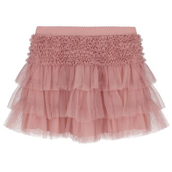 Girls Pink Tulle Ruffled Skirt