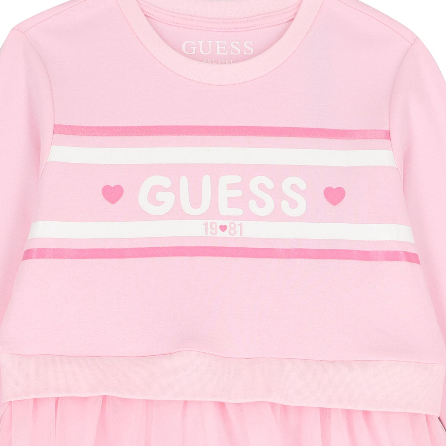 Girls Pink Logo Tulle Dress, 2, hi-res image number null