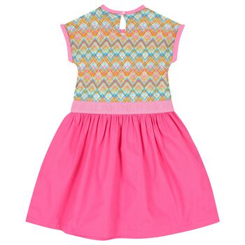 Girls Pink Logo Crochet Dress