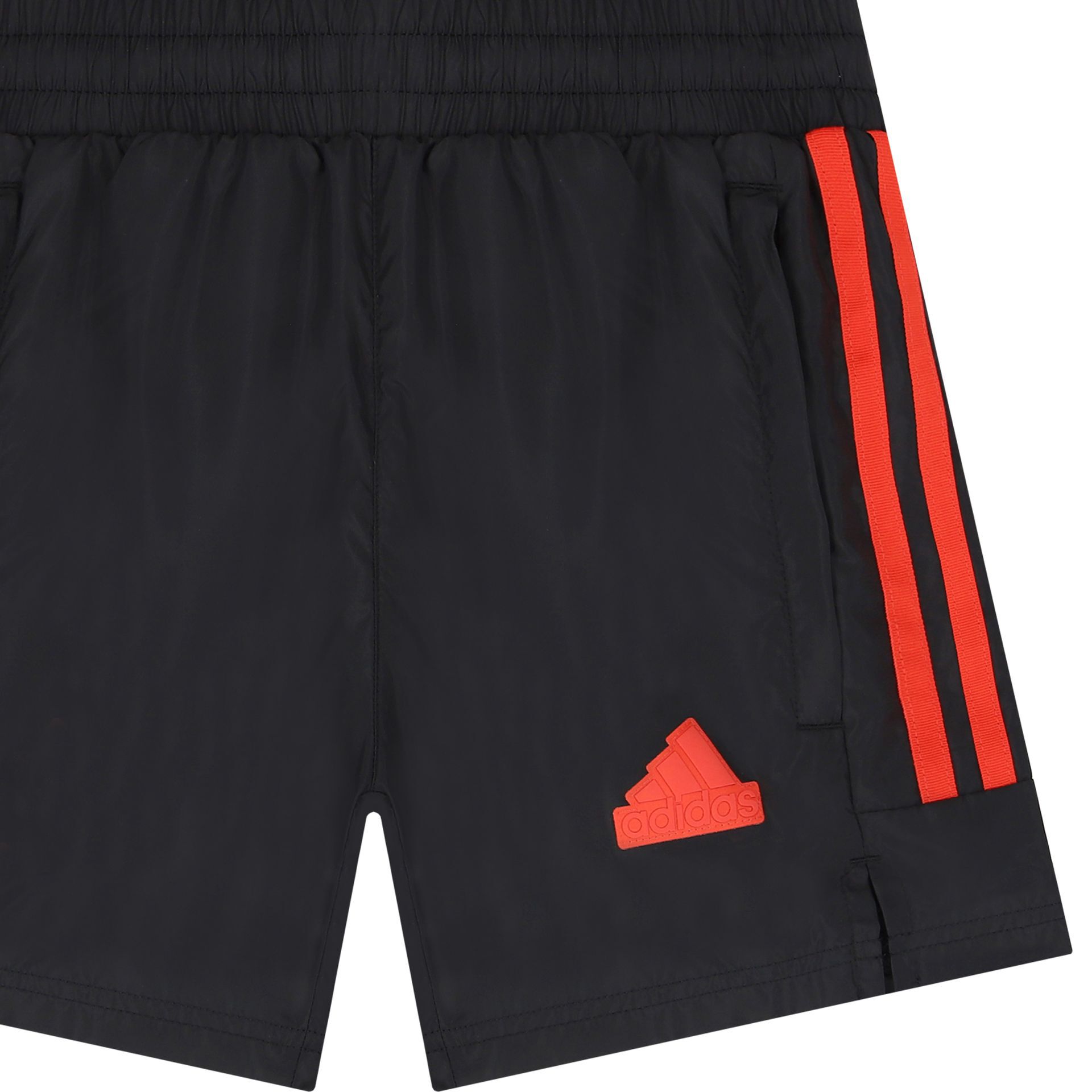 Adidas Kids Boys Black Orange Logo Swim Shorts Junior Couture UK