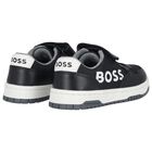 Boys Black & White Logo Trainers, 1, hi-res