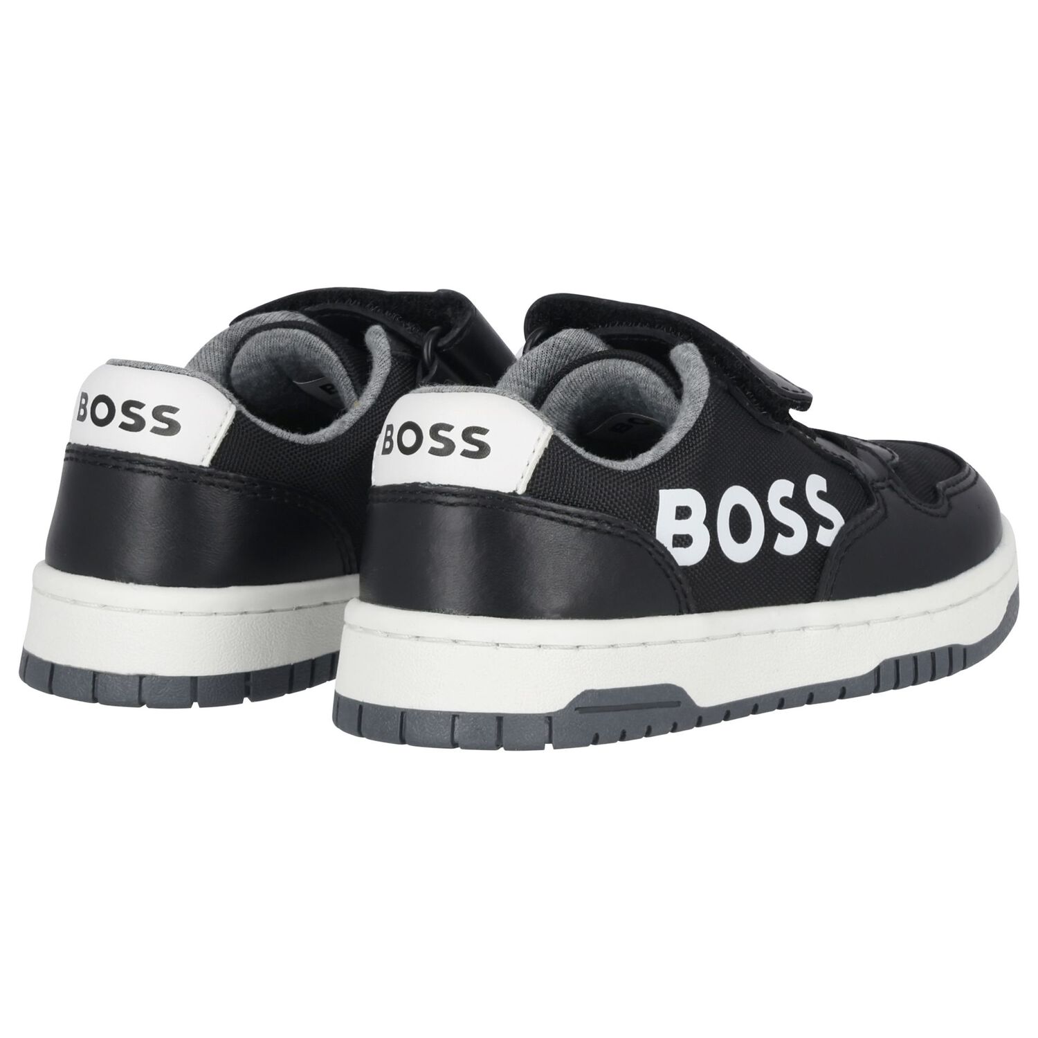 Boys Black & White Logo Trainers, 1, hi-res image number null