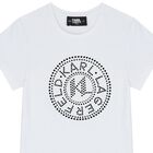 Girls White & Black Rhinestone Logo T-Shirt, 2, hi-res