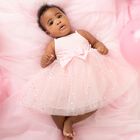 Baby Girls Pink Bow Tulle Dress Set, 1, hi-res