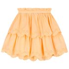 Girls Orange Broderie Anglaise Skirt, 1, hi-res