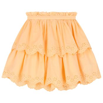 Girls Orange Broderie Anglaise Skirt