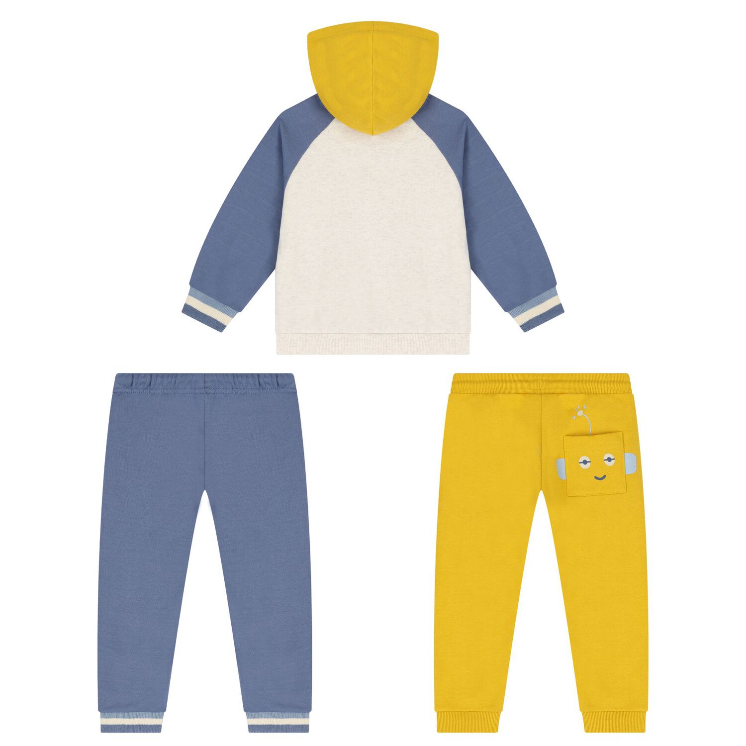 Younger Boys Ivory, Blue & Yellow 3-Piece Tracksuit, 1, hi-res image number null