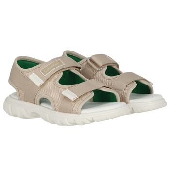 Boys Beige Logo Sandals