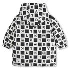 Younger Boys White & Black Ikonik Karl Reversible Puffer Jacket, 1, hi-res