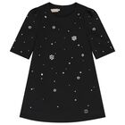 Girls Black Embellished Dress, 1, hi-res
