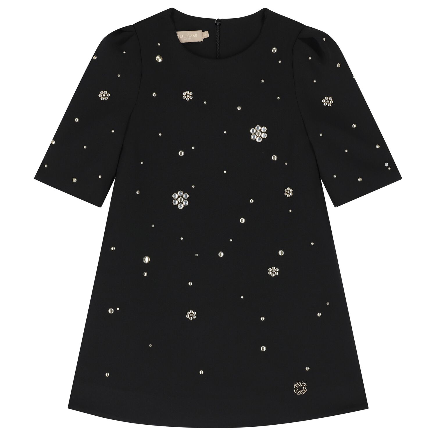 Girls Black Embellished Dress, 1, hi-res image number null