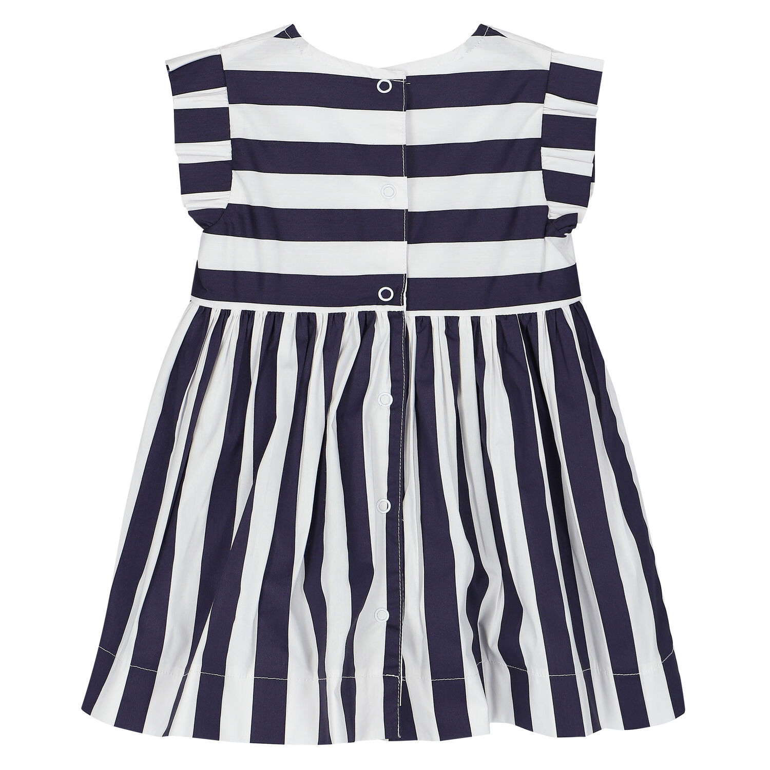 Baby Girls Navy & White Striped Dress, 2, hi-res