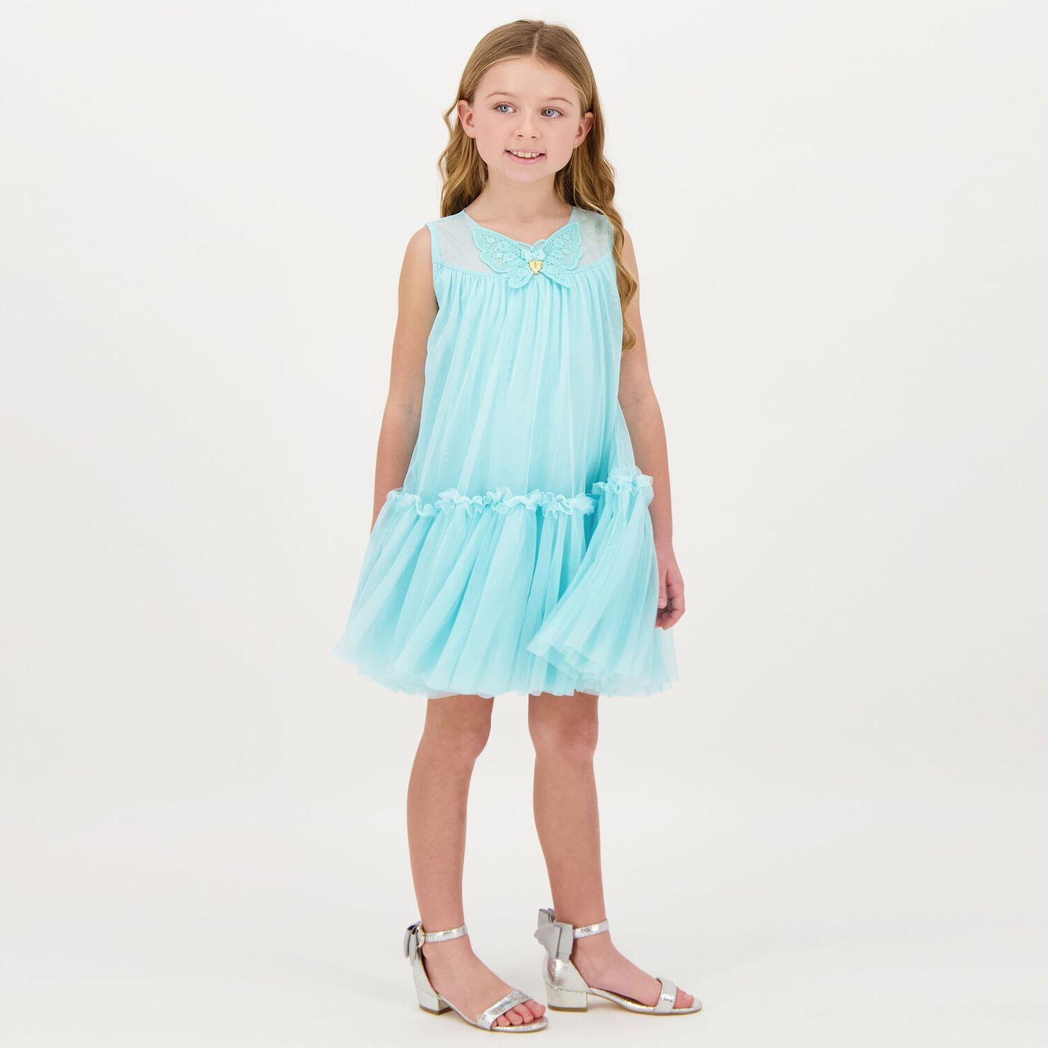 Girls Aqua Tulle Dress, 1, hi-res image number null