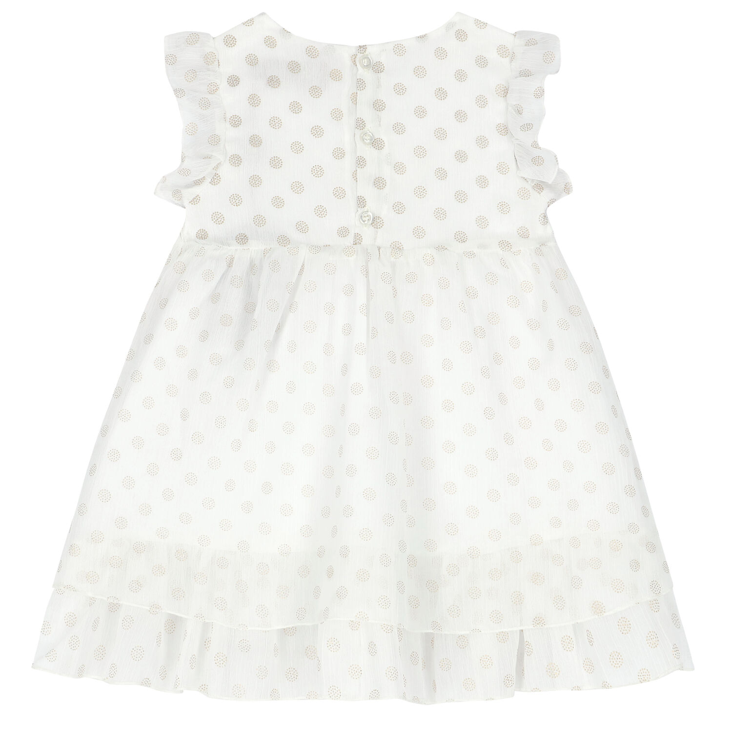 Younger Girls White Logo Chiffon Dress, 1, hi-res