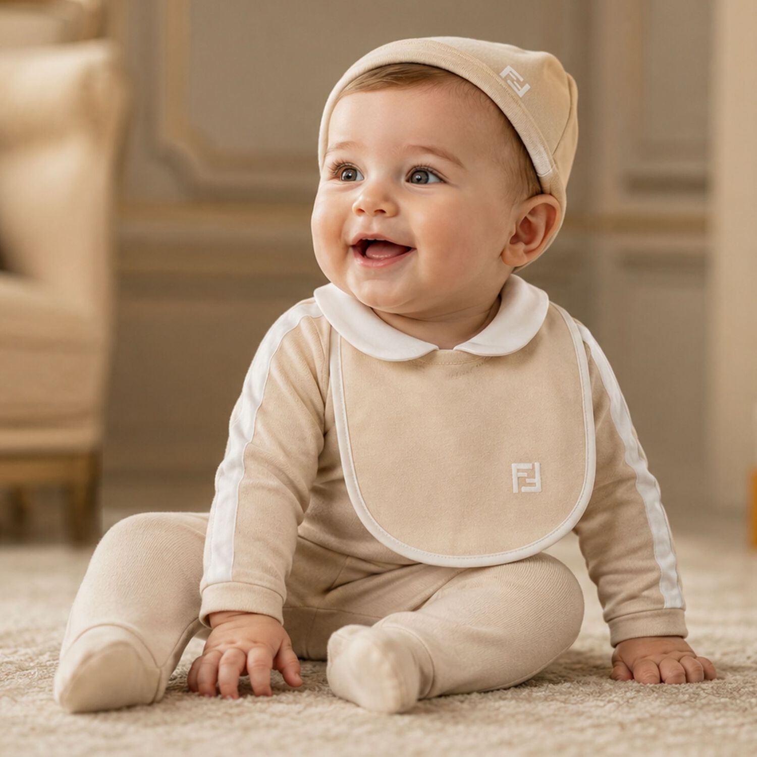 Beige Logo Babygrow Gift Set, , hi-res