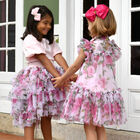 Baby Girls Pink & Red Floral Tulle Dress, 3, hi-res