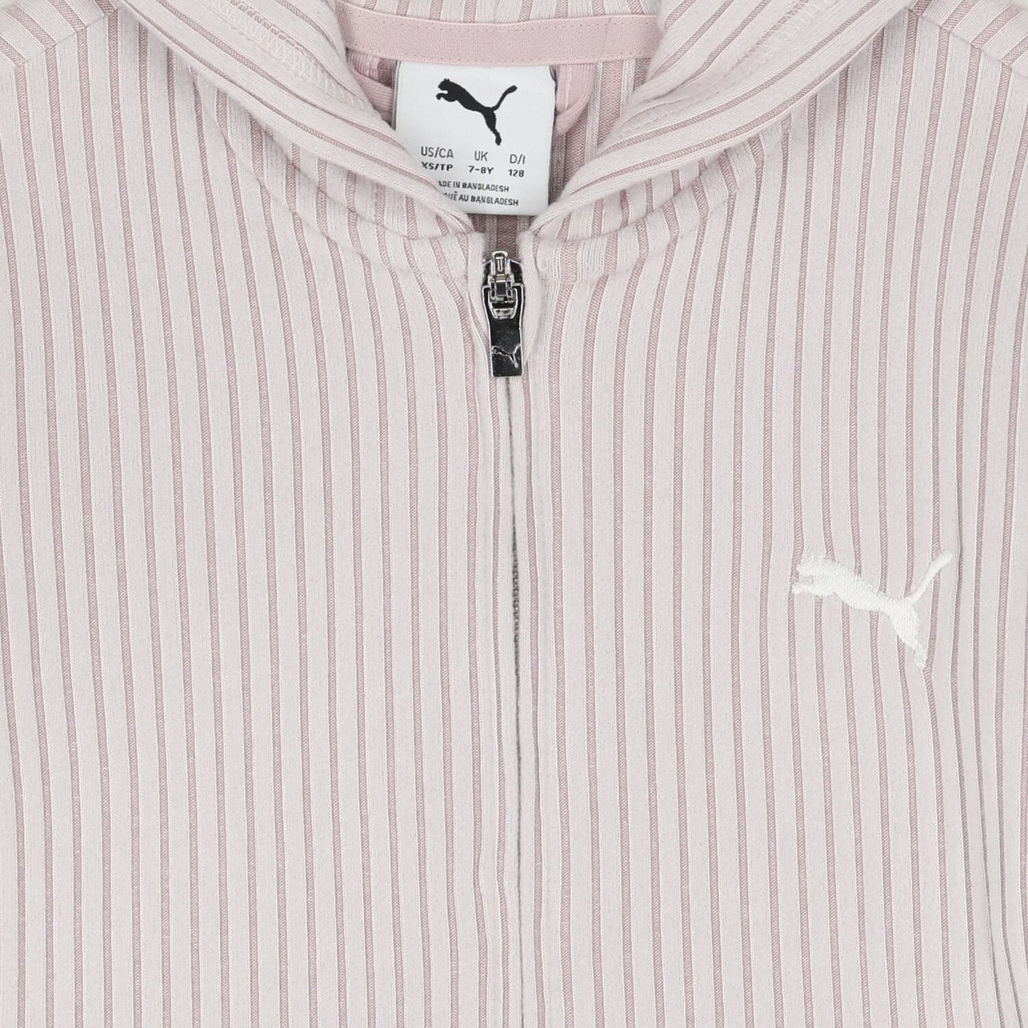 Girls Pink Ribbed Logo Hooded Zip Up Top, 1, hi-res