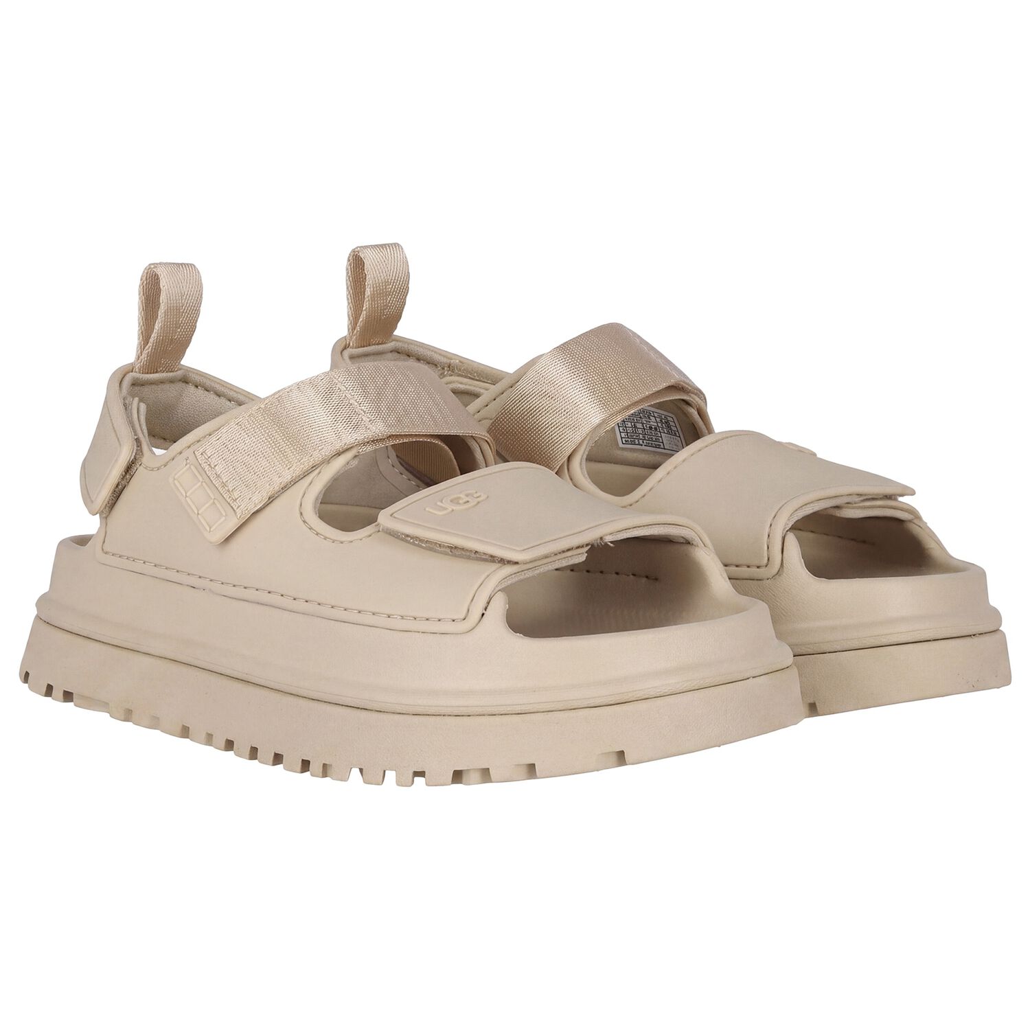 Beige Chunky Logo Sandals , 3, hi-res