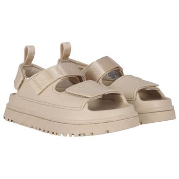 Beige Chunky Logo Sandals 