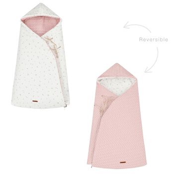 Baby Girls Ivory & Pink Hooded Reversible Nest