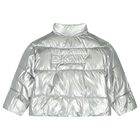 Girls Silver & Black Logo Reversible Puffer Jacket, 1, hi-res