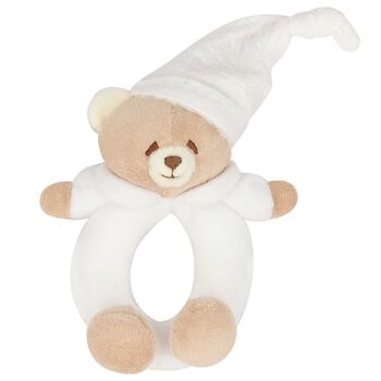 White & Beige Bear Rattle Toy ( 15cm )