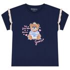Girls Navy Blue Teddy Bear T-Shirt, 3, hi-res