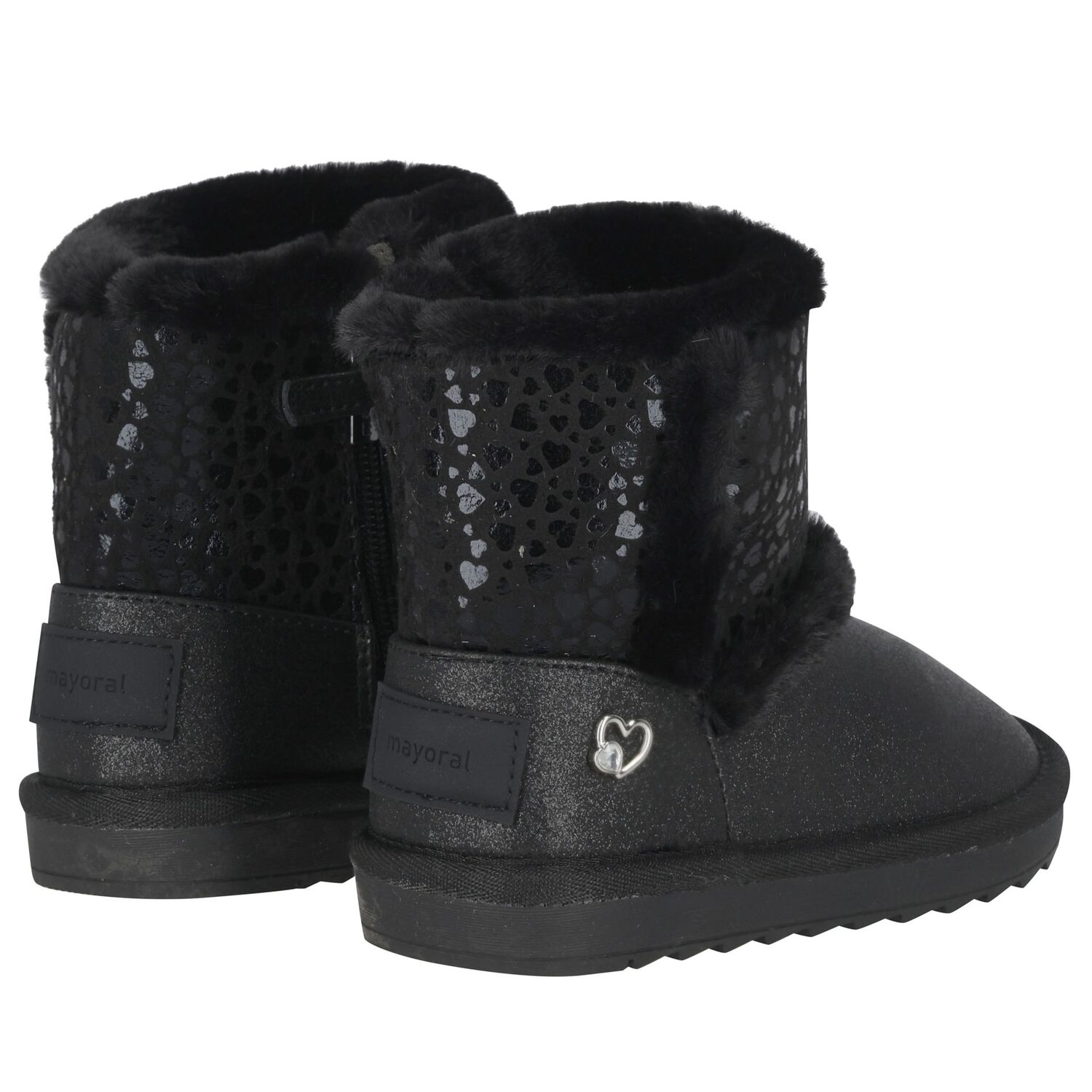 Girls Black Faux Leather Boots, 1, hi-res