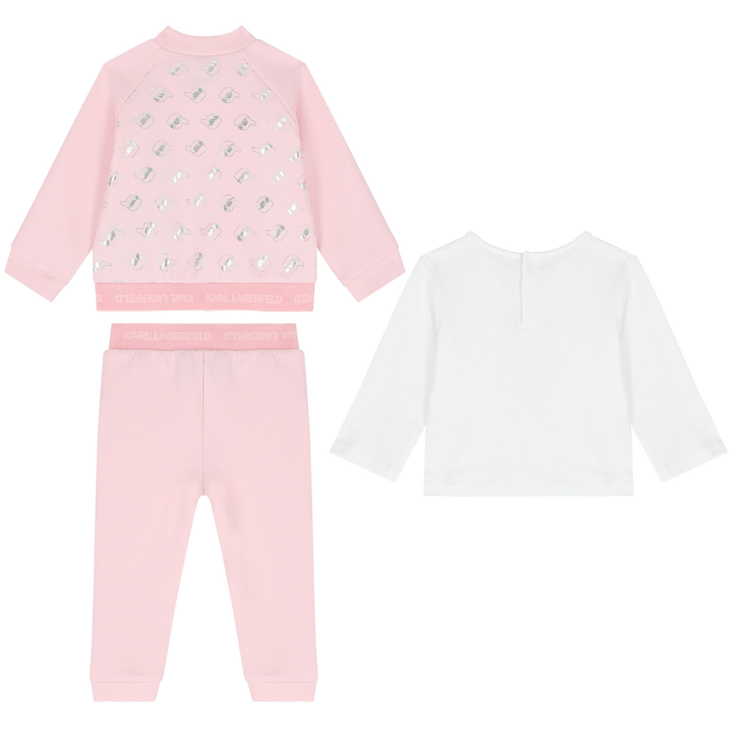 Younger Girls Pink & White Logo 3-Piece Tracksuit, 1, hi-res