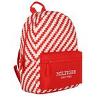 Red & Ivory Striped Logo Backpack, 2, hi-res