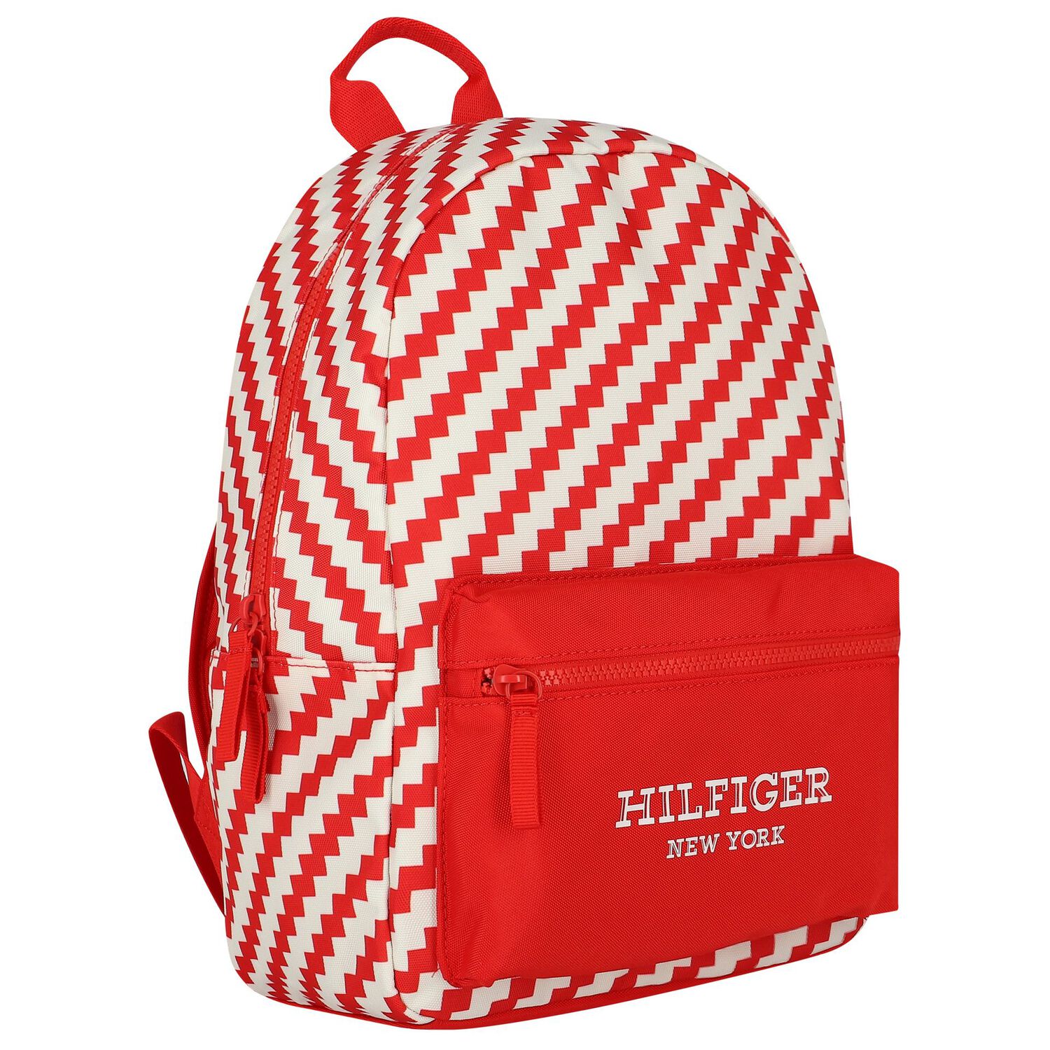 Red & Ivory Striped Logo Backpack, 2, hi-res image number null