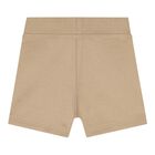 Beige Check Logo Baby Shorts, 1, hi-res