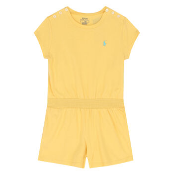 Girls Yellow Logo Playsuit