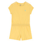 Girls Yellow Logo Playsuit, 1, hi-res