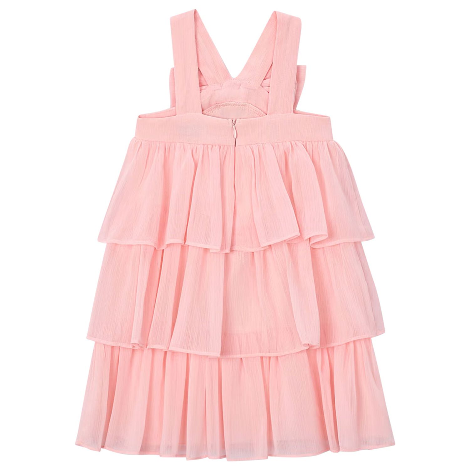Girls Pink Bow Tiered Dress, 2, hi-res