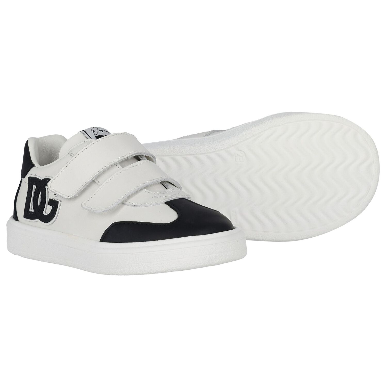 White & Black Logo Trainers, 1, hi-res