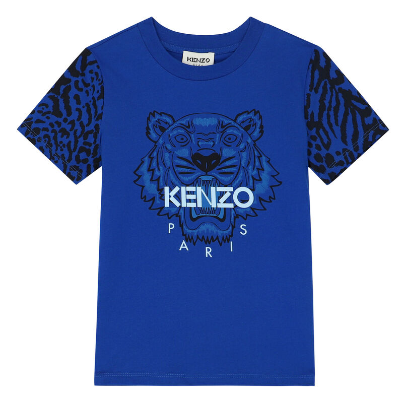 Boys Blue Tiger Logo T-Shirt, 1, hi-res image number null