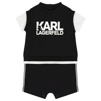 Baby Boys Black Logo Romper