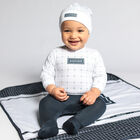 Baby Boys Navy Blue & White Pima Cotton Logo Babygrow, 1, hi-res