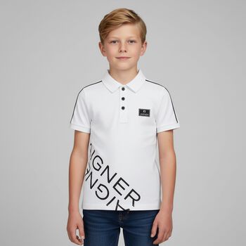Boys White Logo Polo Shirt
