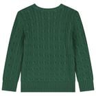 Boys Green Logo Cable Knit Sweatshirt, 2, hi-res