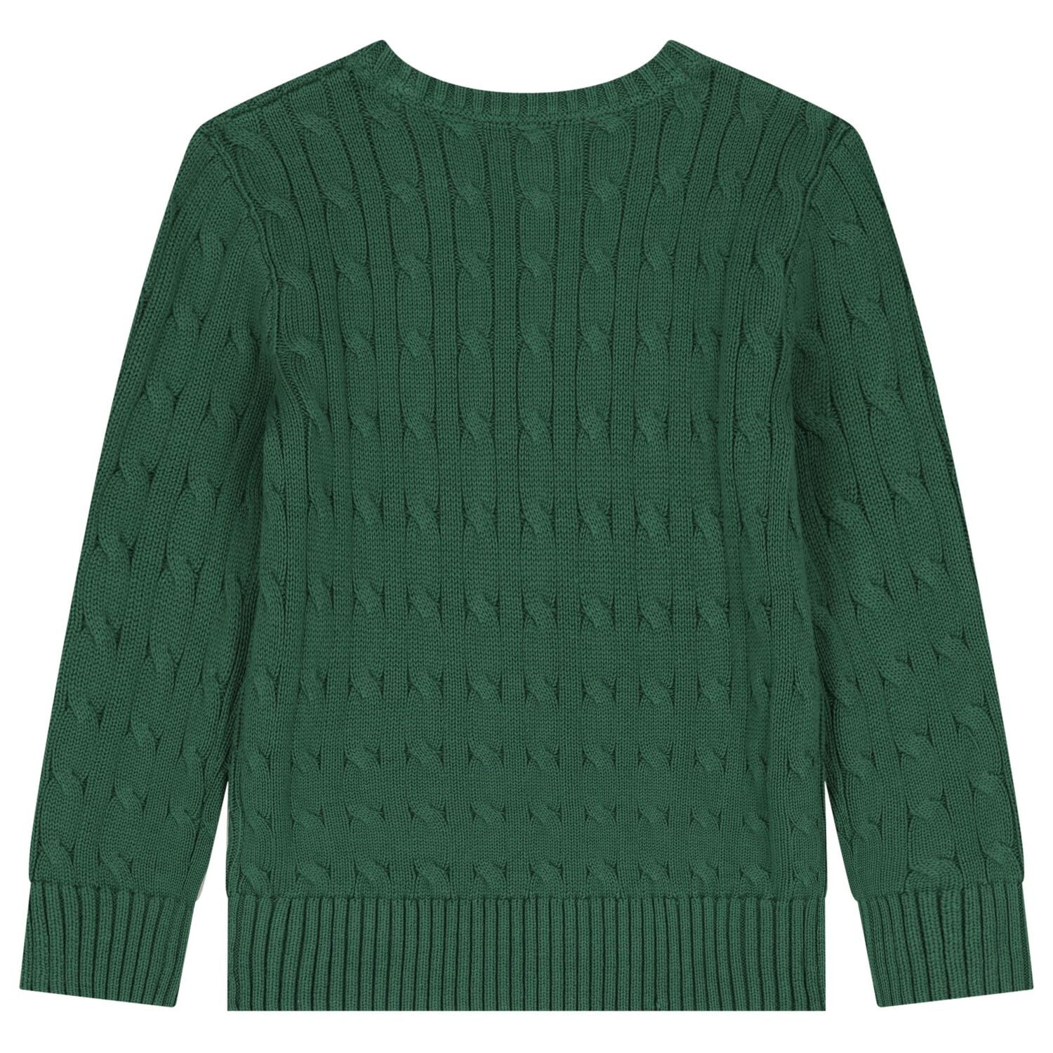 Boys Green Logo Cable Knit Sweatshirt, 2, hi-res