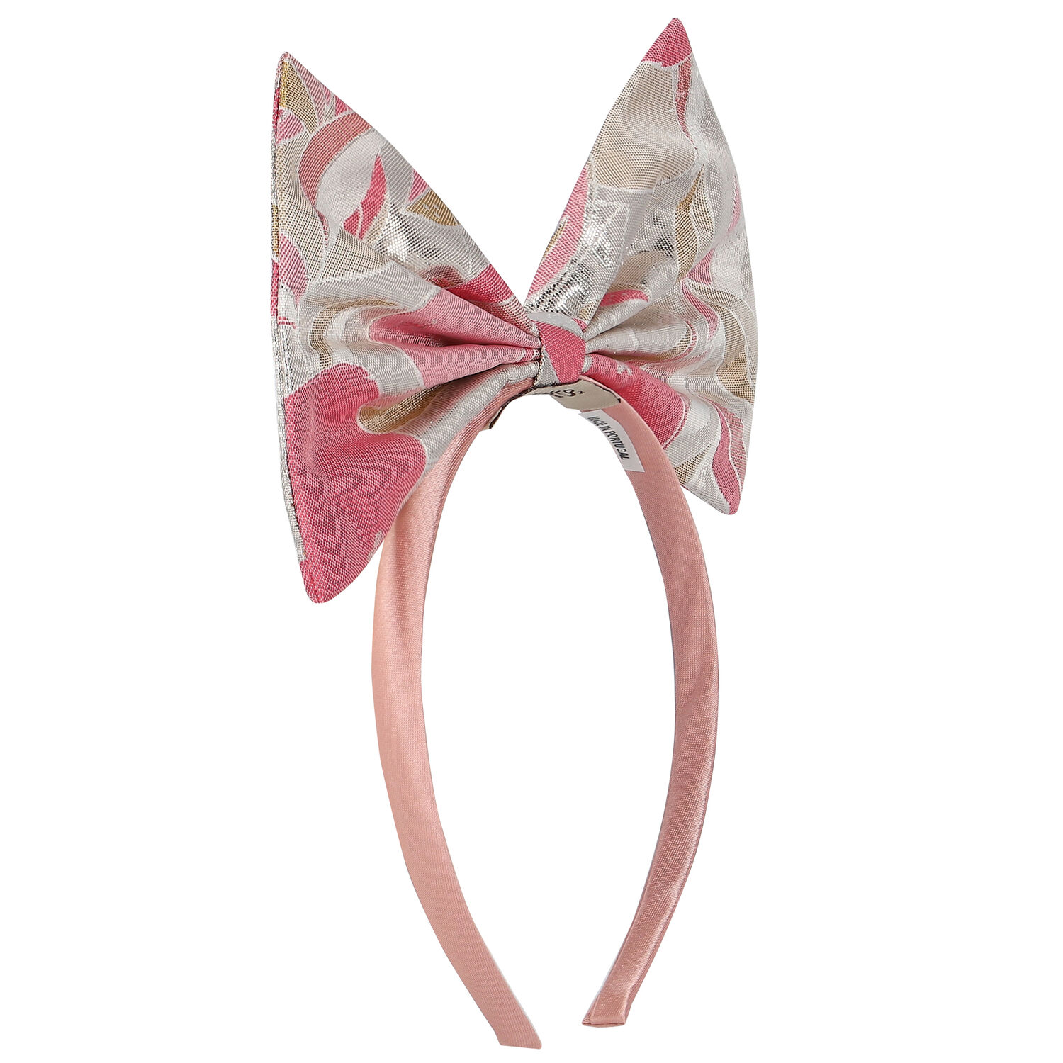 Girls Pink & Silver Bow Headband, 1, hi-res