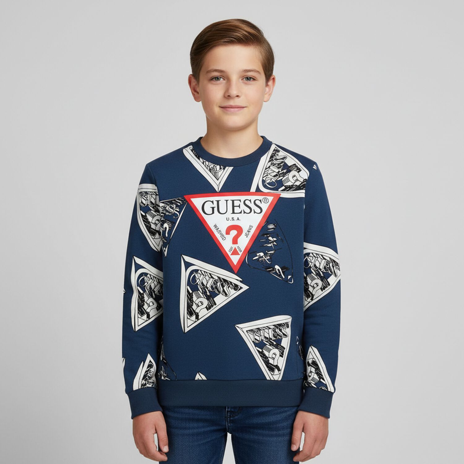 Boys Blue Logo Sweatshirt, 1, hi-res