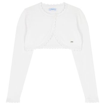 Girls White Bolero Knit Cardigan