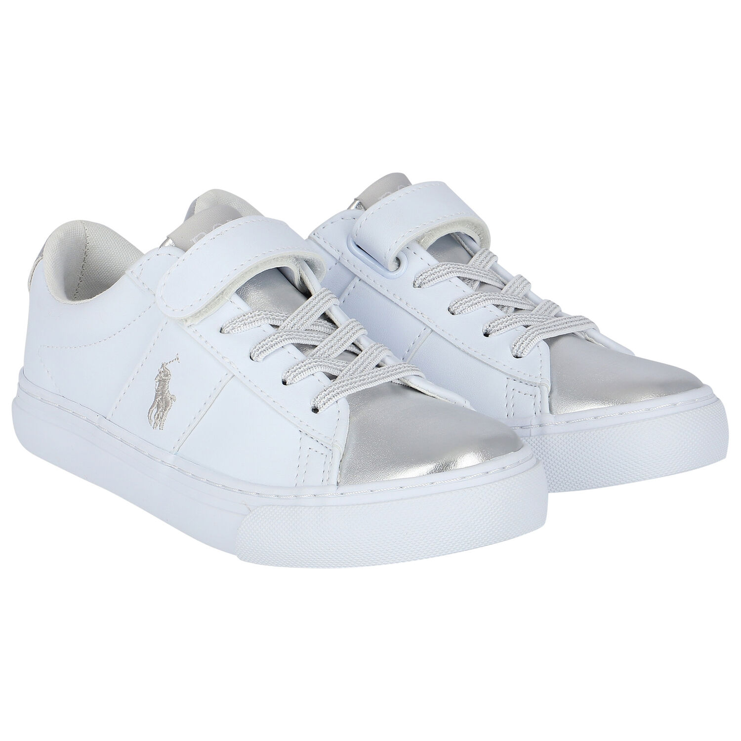 Girls White Logo Trainers, 2, hi-res