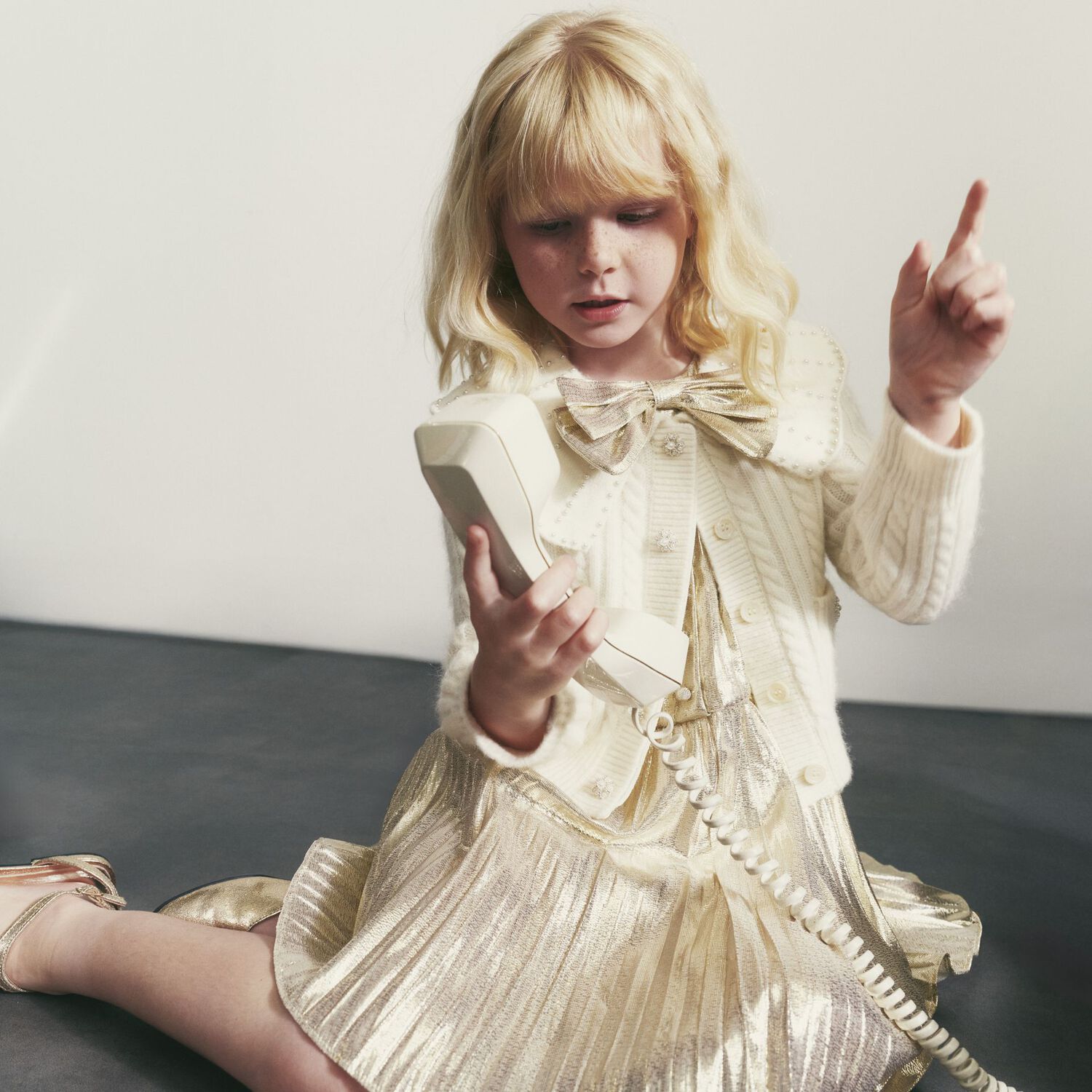 Girls Gold Bow Dress, 1, hi-res image number null